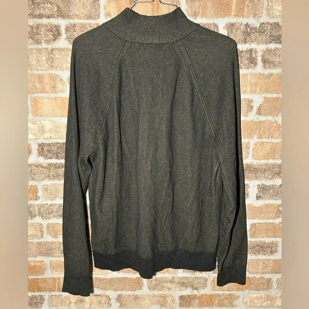 Banana republic supima cotton Mens 1/4 Zip Mock Neck Sweater dark army green M